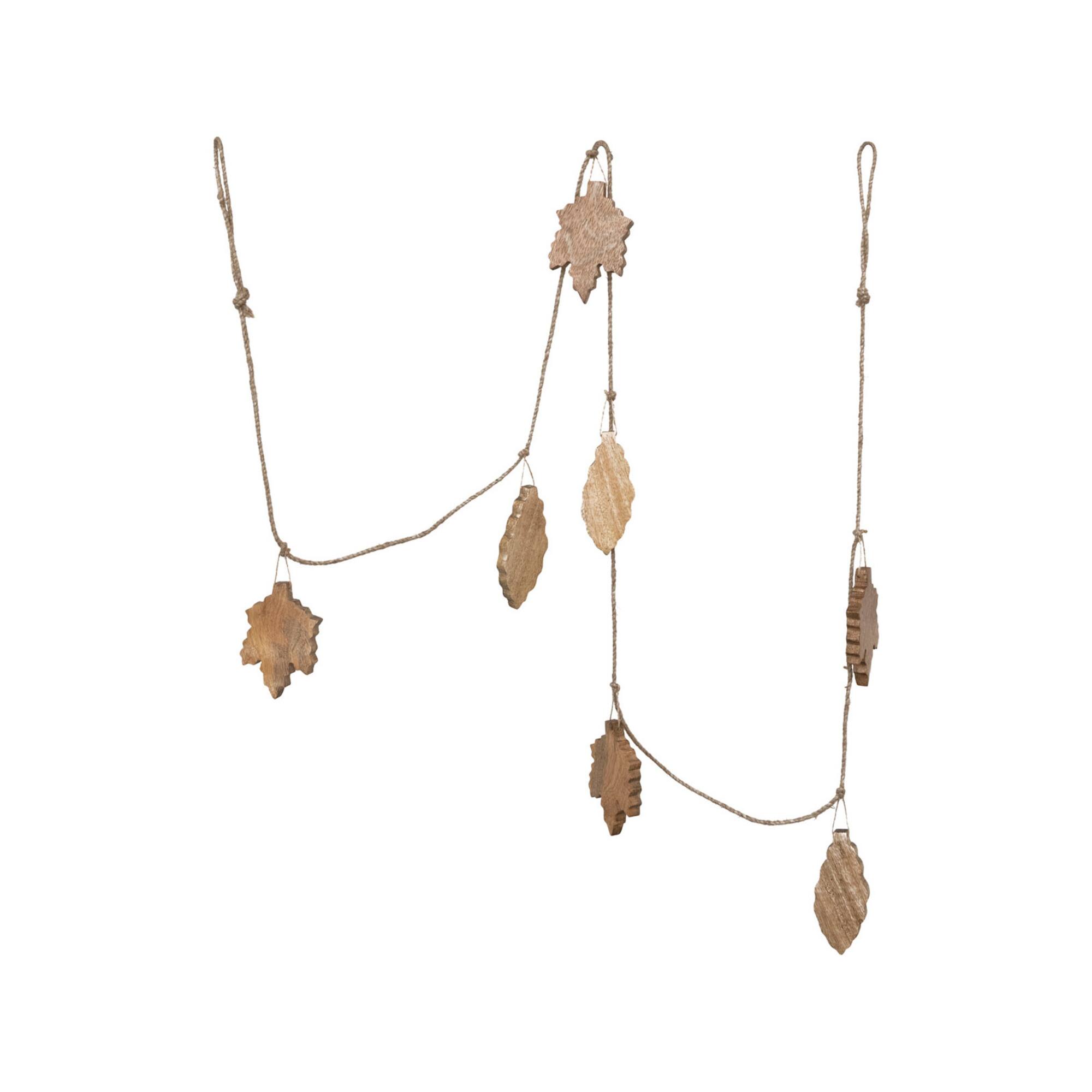 Hello Honey® 6ft. Natural Brown Leaf Mango Wood & Jute Garland